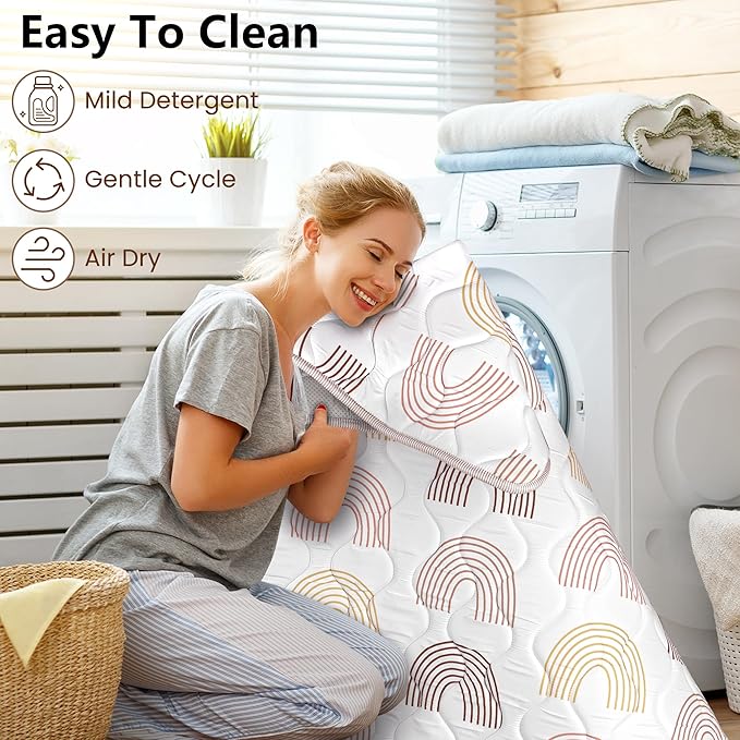 Baby Play Mat, 50x50 Playpen Mat, Thick Soft Foam Playmats for Baby, Foldable and Washable Crawling Mat for Floor (Rice Rainbow)