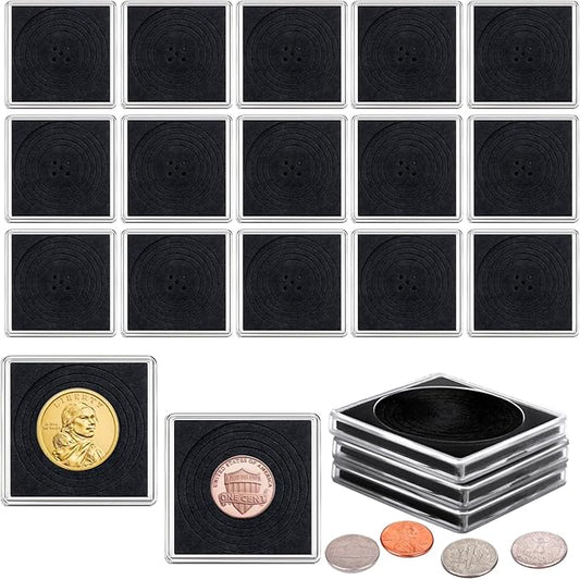 20 Pcs Adjustable Acrylic Coin Collection Cases with Sponges, Coin Snap Holder, Silver Dollar Protection Cases for Collectors, Coin Dollar Collection Supplies(20mm-40mm)