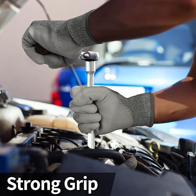 Schwer 240 Pairs ANSI A5 Cut Resistant Work Gloves, Cut Proof Gloves with PU Coating, Used for Metal Fabrication, WoodWorking, Construction, Non Slip, Durable, L, CR3088