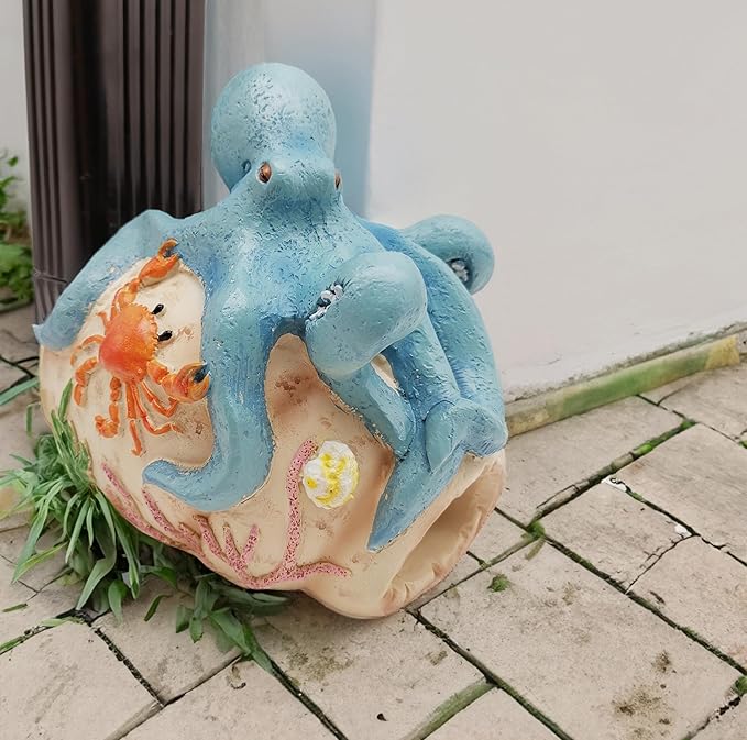 Octopus Statues Gutter Downspout Extension Statues Garden Decoration,Resin Statue Outdoor Decor,Animal Downspout Diverter,Decorative Gutter Extension,3"×4" Downspout Extender Diverter Splash Block