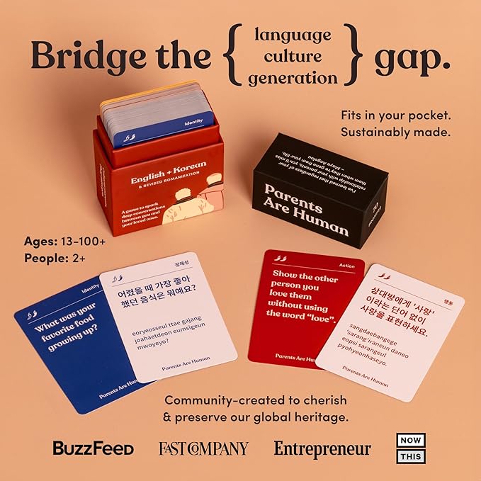 Parents Are Human, Relationship Cards, Get to Know Each Other Better, Parents, Families, Teens & Kids Relationship Building, Light & Deep Questions, 70 Questions & Activity Cards, English + Korean