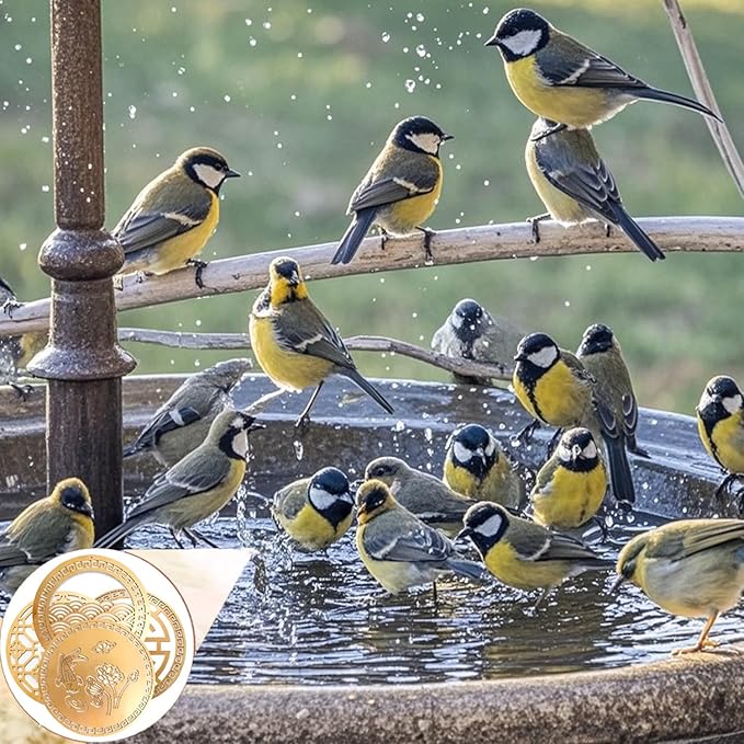 Copper Bird Bath Purification Disk, Water Wiggler for Bird Bath, Bird Bath Copper Disk, 1mm Reinforced 99% Pure Copper Cleaning Disk, Universal Fit for Outdoor Birdbaths, 4 Inch in Diameter (A)