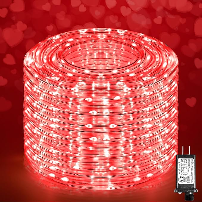 Rope Lights for Outside, 100FT 300 LED Plug in Christmas Lights Outdoor with Waterproof 8 Modes, Connectable String Twinkle Light for Indoor House Patio Garden Pool Wedding Decorations, Red