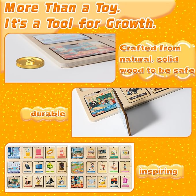 Wooden Peg Puzzle for Toddlers, Educational Peg Puzzles Montessori Toys, Scene Matching Preschool Education Learning Puzzle Toys for Gifts for 2 3 Years Boys Girls
