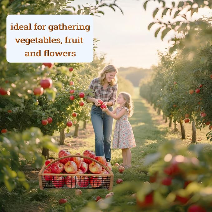 Garden Hod Harvest Basket, Durable Wooden Gardening, Supply Suitable For Kitchen, Picnic And Outdoor Picking