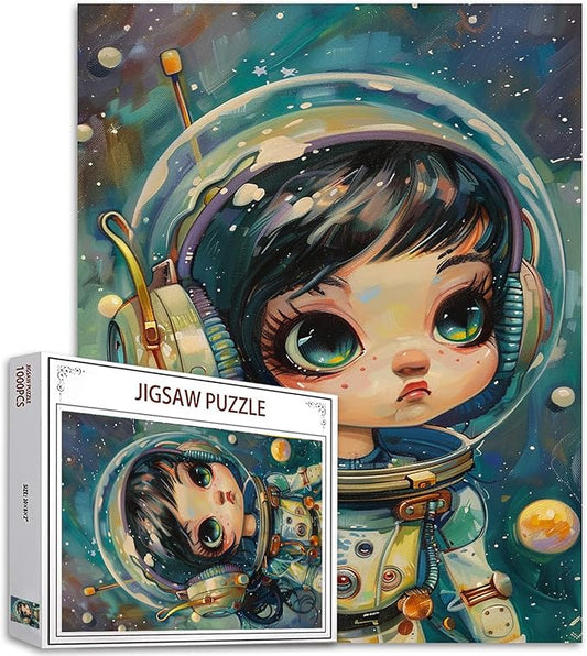 Tucocoo Astronaut Girl Jigsaw Puzzle 1000 Pieces Puzzles for Adults, Fantasy Cosmonaut Art Jigsaw Puzzles for Challenging Family Activity Games Colorful DIY Handwork Puzzle for Home Decor Gifts