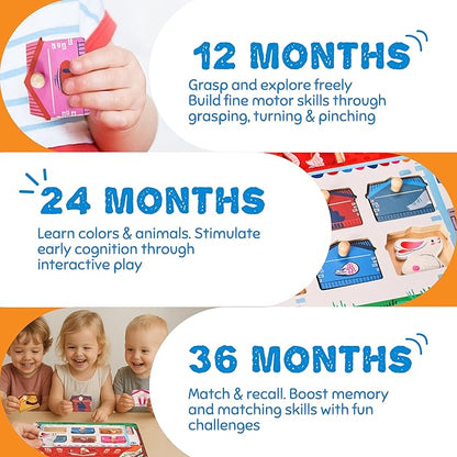 JoyCat Wooden Puzzles for Toddlers 1-3, Montessori Toys for 1 2 Year Old Boy Girl Birthday, Animal Matching Animal Body, Toddlers Puzzles Aged 2-4 for Preschool Learning Activities