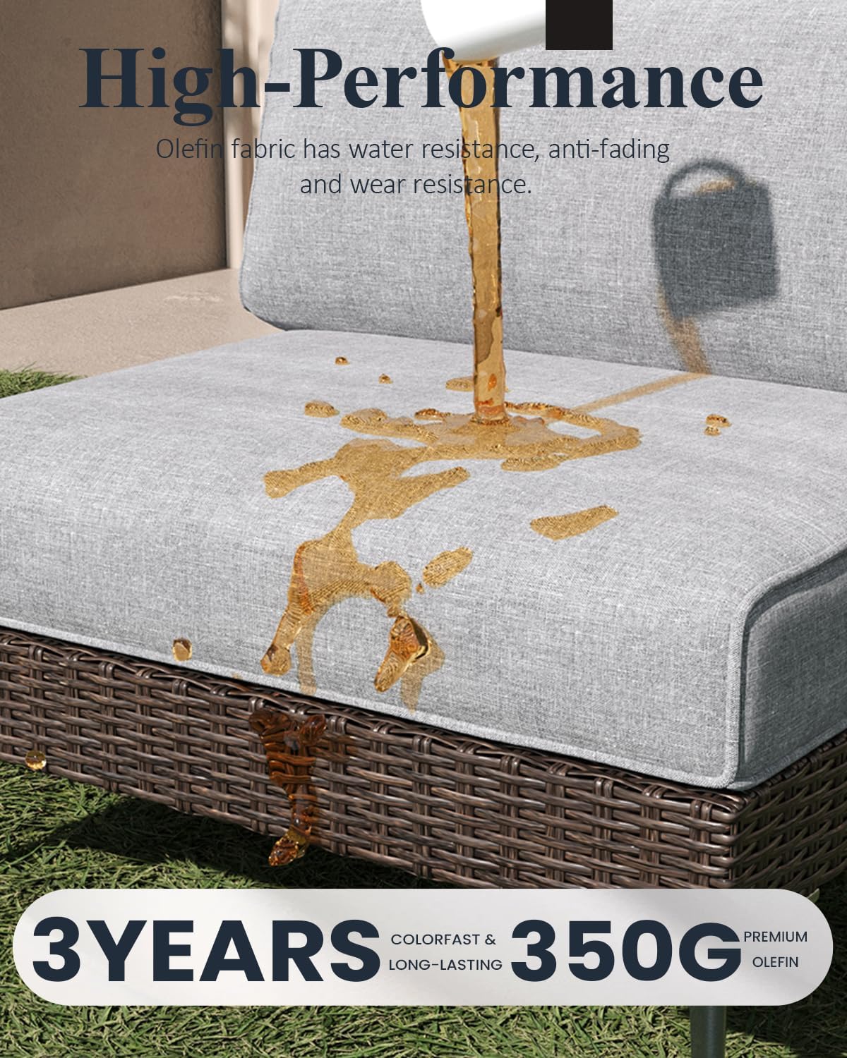 LayinSun 11-Piece Outdoor Modular Wicker Sectional Sofa with Fire Pit Table, Patio Furniture Conversation Set with Deep Seating and Thick Cushions