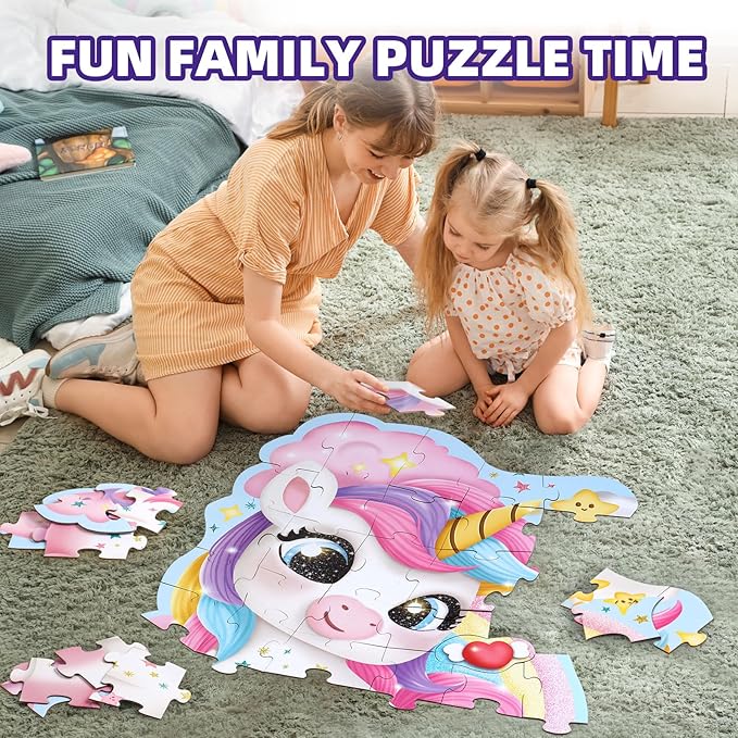 45 Piece Unicorn Floor Puzzle, Large Special Shapes Puzzles for Kids Ages 3-5, Toddler Floor Puzzles for Kids Ages 4-8, 4 Year Old Girl Gifts Toys for Birthday, Halloween, Christmas