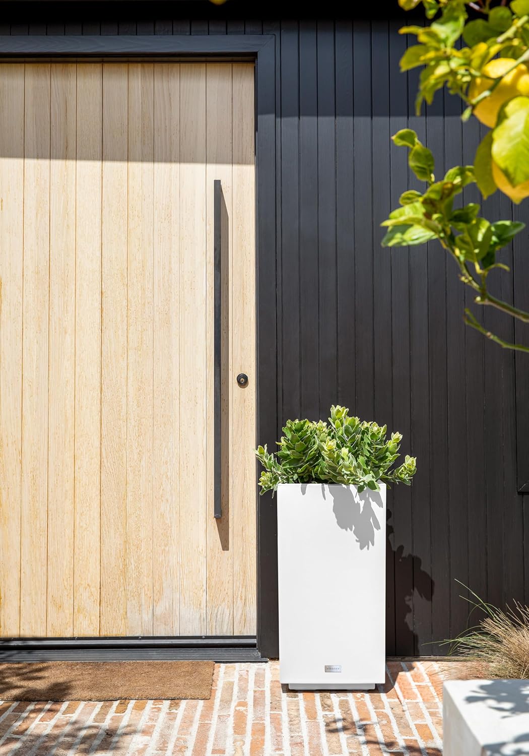 Veradek Block Series Pedestal Planter - Tall Planter for Indoor or Outdoor Front Porch | All-Weather Use with Removable Insert Bucket | Modern Décor for Flowers, Tall Trees, Faux Plants