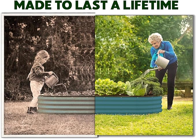 Galvanized Raised Garden Beds Outdoor // 8×2×1 ft Planter Raised Beds for Gardening, Vegetables, Flowers // Large Metal Garden Box (Turquoise) // Patented Tool-Free Design