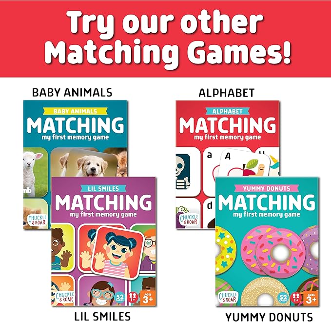 Chuckle & Roar - Matching Game Alphabet - Board Game for Kids 3 and up - Concentration Game for Toddlers - Preschool