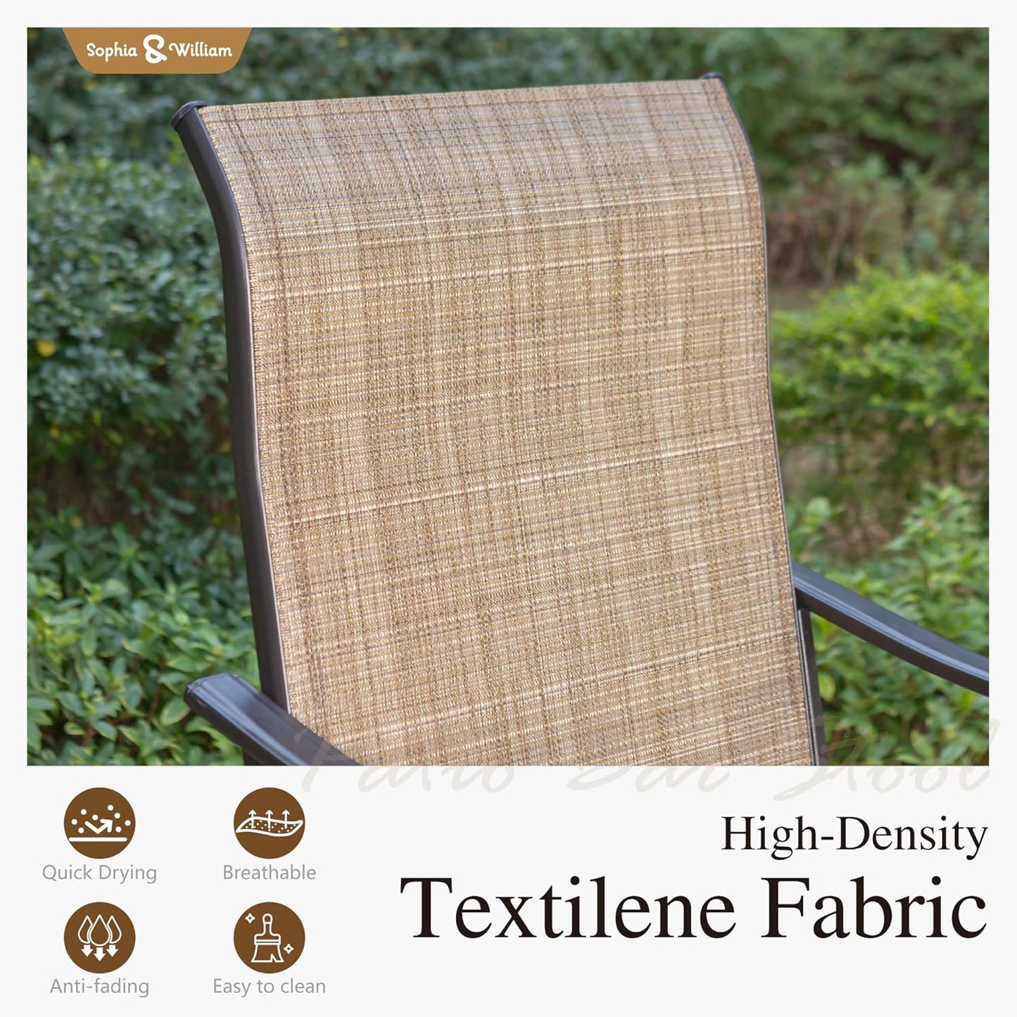 Sophia & William Outdoor Bar Set, Patio Bar Table and Chairs Set, Counter Height Patio Set - 2 x Swivel Bar Chairs, 1 x Square Bar Table for Porch, Yard, Garden, Balcony, Deck