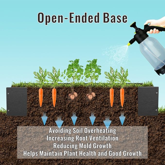 Raised Garden Bed 47.24 * 24.4 * 9.65 in,HDPE Vegetable Planter Bed Outdoor,Elevated Horticulture Planter Bed,Waterproof,Rot-Resistant and Non-Cracking Above Ground Garden Bed(Black)