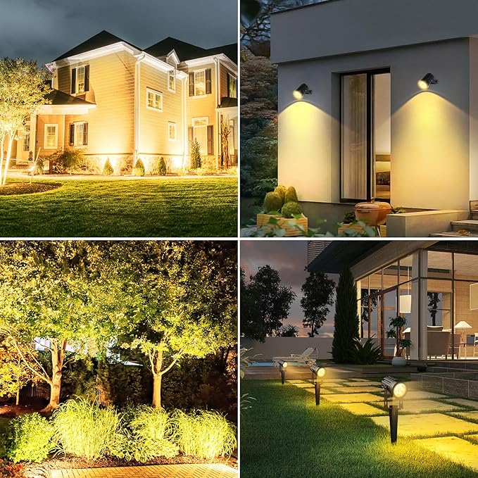 T-SUNUS Solar Garden Spotlight Outdoor, 4-in-1 Solar Spot Lights IP65 Waterproof 9.8ft Cable, 5W Separated Solar Panel, Auto On/Off for Tree Patio Yard Driveway Pathway Pool Area(Warm White 3000K)