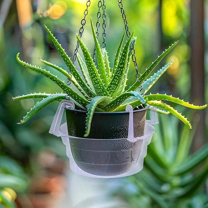 Adnee 15 Pcs Hanging Plant Water Catcher-8 Inch Clear Plastics Plant Water Catcher Tray-Hanging Plant Saucers Drip Pans for Indoor Outdoor Hanging Basket Flower Pot