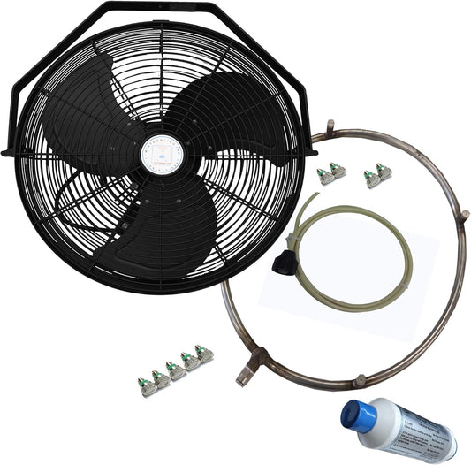 Black 18 Inch Misting Fan - Patio Outdoor Mist Fan For Residential, Restaurant and Commercial Use