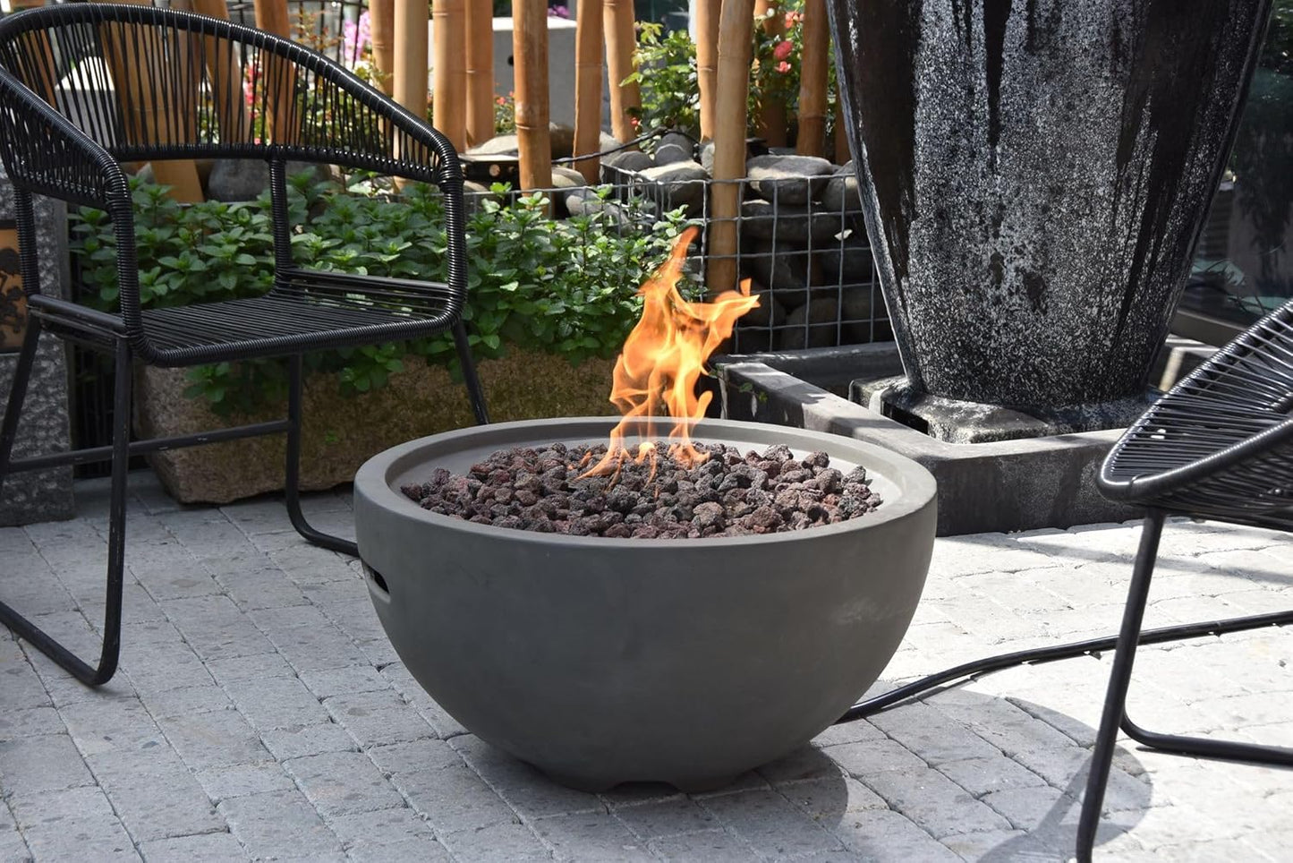 AMS Fireplace | Modeno | Nantucket | Firepit Table | Cover and Lava Rocks Included | (Fuel: Liquid Propane - Light Gray)