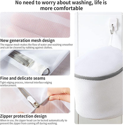 Mesh Bra Bags for Laundry(9 Pack) by MDSXO, White Lingerie Bags for Washing Delicates,Baby Laundry,Sock,Travel Storage[1XXL/2XL/3L/2M/2bra bags]
