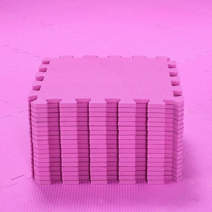 qqpp EVA Rubber 18 Tiles Interlocking Puzzle Foam Floor Mats - Baby Play Mat for Playing | Exercise Mat for Home Workout. Pink. QC-Cb18N