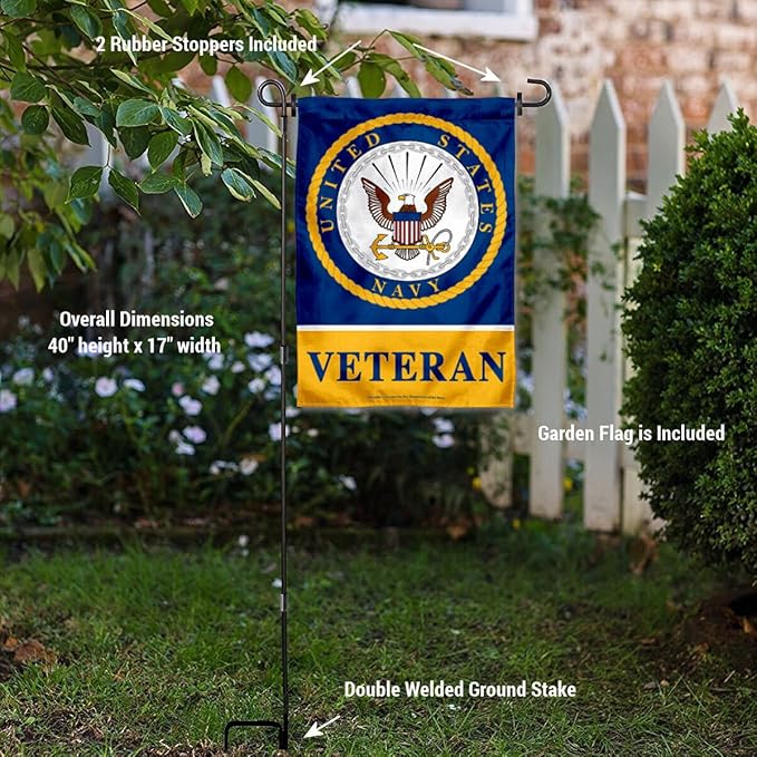 WinCraft Navy Veteran Garden Flag with Stand Holder