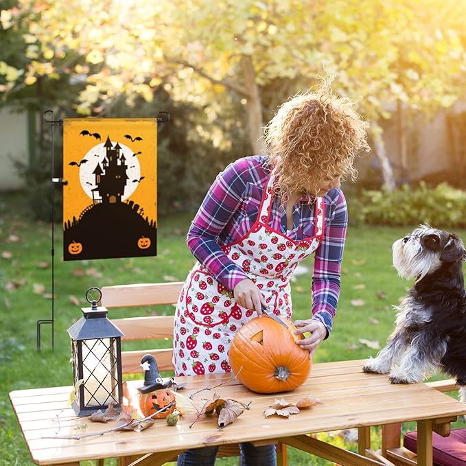 Chumia 10 Pack Garden Flag Holder Stand, Premium Garden Flag Pole Holder Powder Coated, Metal Three Prongs with Clip and Spring Stoppers for Outdoor Home Lawn Decoration, 15 Inch