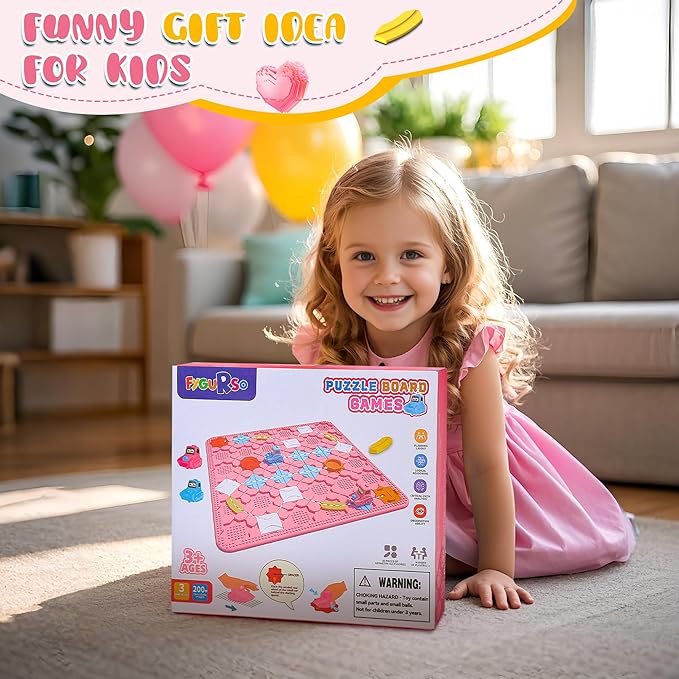 STEM Logic Road Builder Toys: Board Games Toys for 5 Year Old Kids Montessori Brain Teaser Puzzles Educational Learning Activities Toy for Kid Ages 3 4 6-8 12 Boys Girls Gifts (Pink, 50PCS)