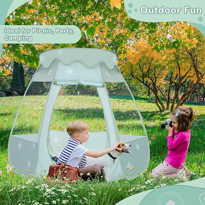 Baby Ball Pit for Toddler with 50 Balls, Kids Pop Up Play Tent for Girls, Princess Toys Gifts for Children Indoor & Outdoor Playhouse (Celadon: Gray/White/Babyblue, 109x90cm/50 Balls)