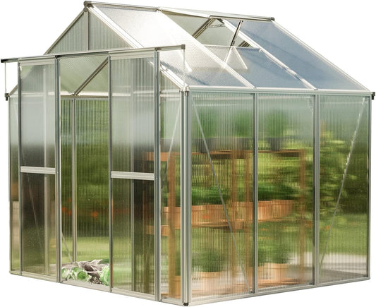Greenhouse Saphir 3 Aluminum Frame 8.5 x 6.4 ft with Approx. 8 mm Polycarbonate Panels