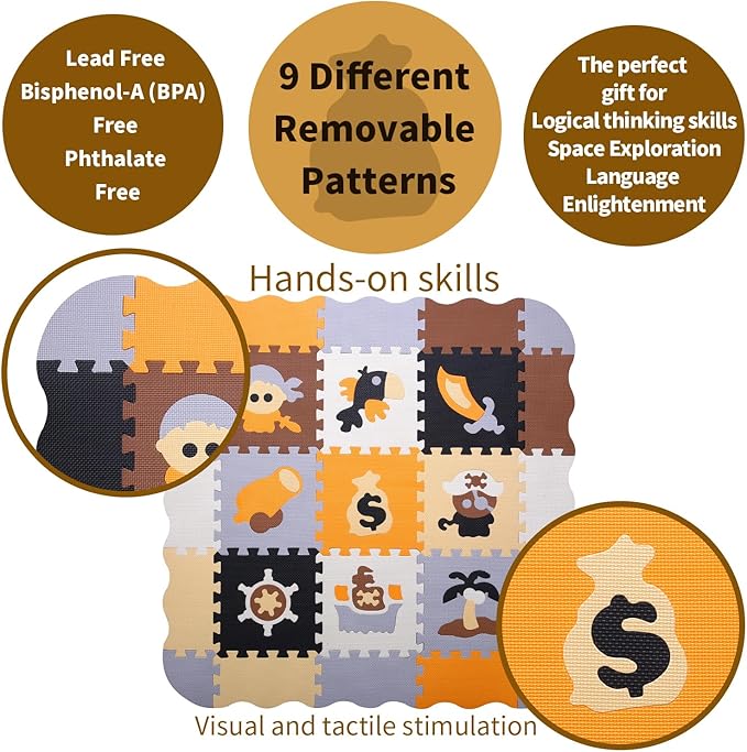 Coolcandy Baby Play Mat, 25Pcs Interlocking Puzzle Floor Mat, with Safety Fence - 0.4" Thick Non-Toxic EVA Foam Play Mat, for Infants & Toddlers 3-36 Months, Soft Puzzle Tiles for Play Areas