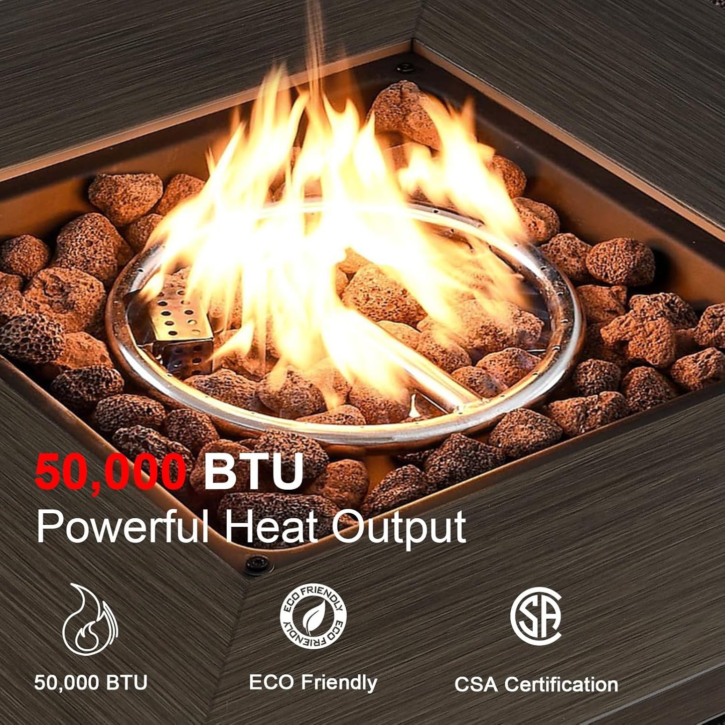 HUMMUH 5 Piece Patio Furniture Set,Wicker Swivel Rocker Patio Chairs Set of 4 with 30'' Fire Pit Table Outdoor Furniture Set for Porch,Garden,Backyard