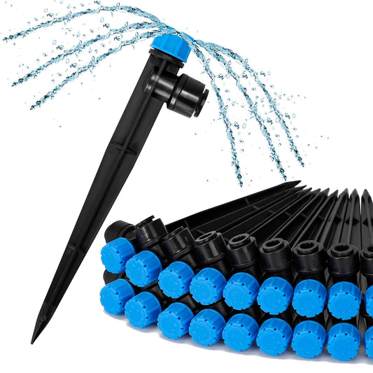 Bonviee 20-Pack Drip Irrigation Emitters- 1/4" Push-to-Connect Precision Irrigation Stakes - Low Flow Garden Watering System for Vegetables, Shrubs & Flower Beds