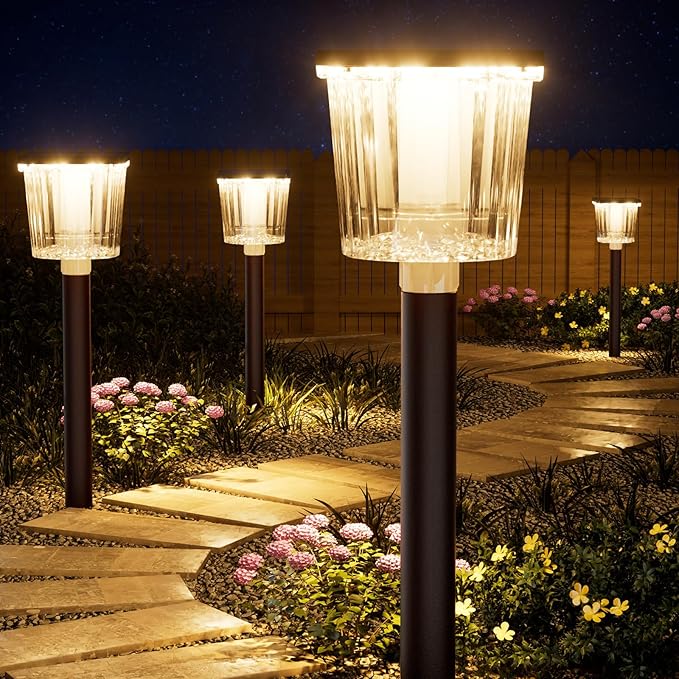 Super Bright Solar Pathway Lights Outdoor Powered,Adjustable Warm&Cool White,Waterproof IP65 Garden Decor Landscape Lighting Outside for Yard/Patio/Walkway/Driveway/Landscape (Cocoa Brown, 4 Pack)
