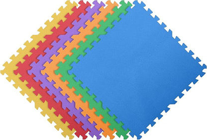 FlooringInc's Rainbow & Natural Harmony Playmat - Kid Safe Foam Floor Tiles with Removable Edges - 2'x2', 1/2" Thick (Rainbow, 12 Tile Pack)