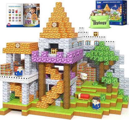 100PCS Magnetic Blocks-Build Mine Magnet World Magic School Edition, Magnetic Kids Building Toys for Toddler Kids Ages 3-5 4-8 6-8, Birthday Gifts for 3+ Boys&Girls