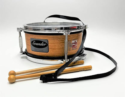 Tap-Along Sounder Snare Drum with Double Sided Batter Head Toy Tambourine Drum for Kids, Musical Instrument for Children 12 Months and Up Realistic Look with 2 Drum Sticks 7x7x3.5
