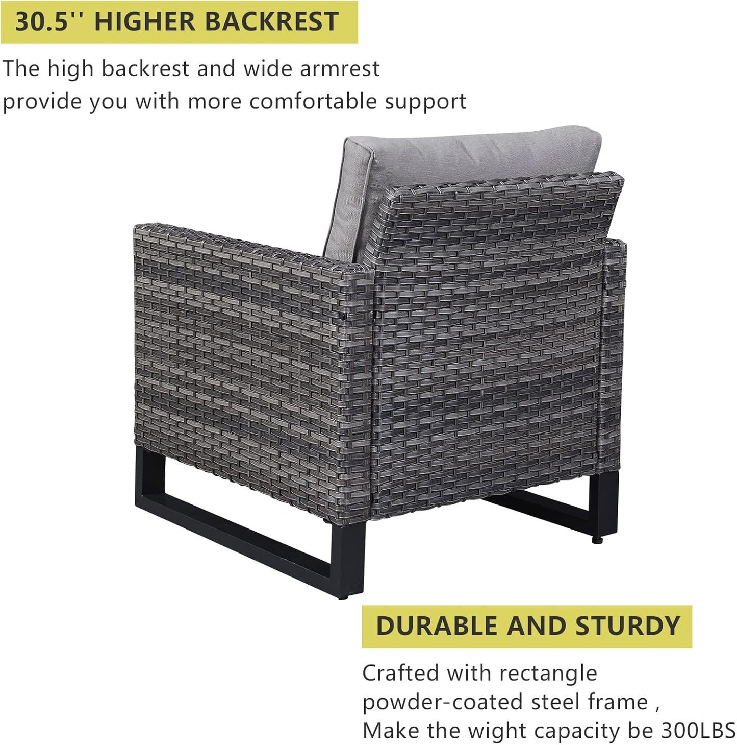 HUMMUH 6 Piece Patio Furniture Outdoor Sectional Sofa Set All-Weather Wicker Outdoor Chairs with End Table Ottomans for Patio,Porch,Garden,Backyard