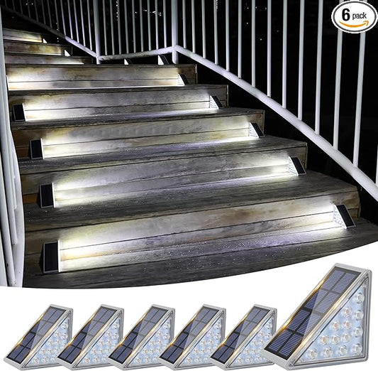 VOLISUN Solar Stair Lights 6 Pack, Solar Step Lights Waterproof IP67, Outdoor Step Light with 13 LEDs, Outdoor Lighting Decor for Yard Stair, Patio, Front Step, Front Porch and Deck(Cool White)