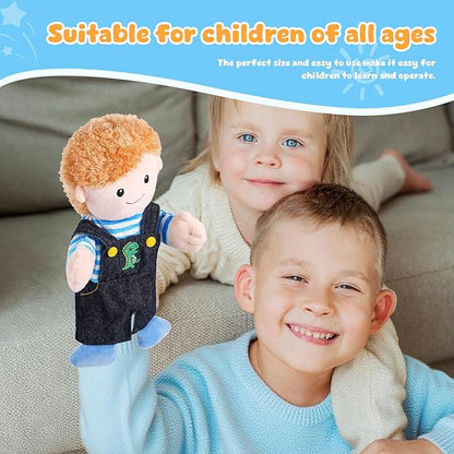 1 Pcs Family Hand Puppets 12 Inch Grandparents, Mom & Dad, Brother & Sister Plush Hand Puppet Toys Role-Play Toy Puppets for Kids Storytelling Imaginative Pretend Play Teaching Preschool(Brother A)