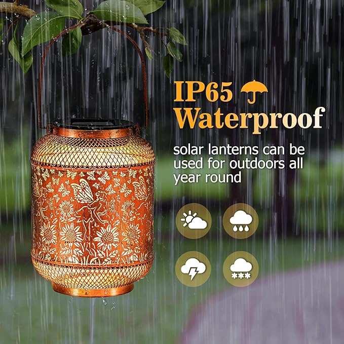 Hummingbird Solar Lantern Outdoor Waterproof Garden Decor, Christmas Gifts for Women, Mom, Metal Hanging Sunflower Solar Lights Outdoor Decoration for Yard, Patio, Tabletop, Pathway