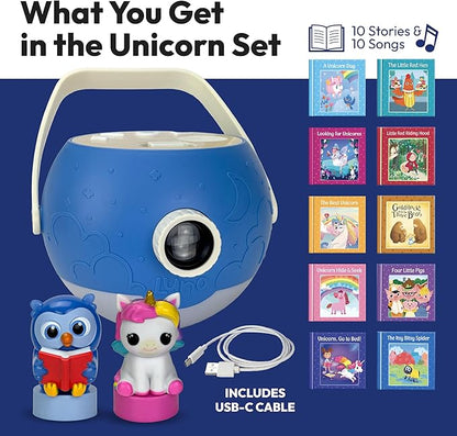 Kids Book Projector - 5 Unicorn & 5 Classic Read-Aloud Stories, 10 Songs, Night Light & Soothing Dream Music | Children Ages 3+ Storytime Projector for Kids & Toddlers | Owl & Unicorn