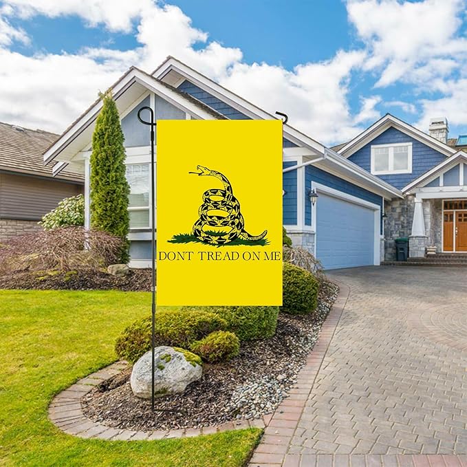 US Embroidered Dont Tread On Me Garden Flag Double Sided 12x18 Inch American Gadsden Yard Lawn Garden Flags Banner Heavy Duty Vivid Color