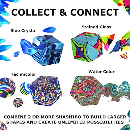 SHASHIBO Shape Shifting Box - Award-Winning Fidget Toy w/ 36 Rare Earth Magnets - Fidget Cube Transforms Into Over 70 Shapes, Sensory Toy Gift for Kids, Teens, and Adults (Technicolor)
