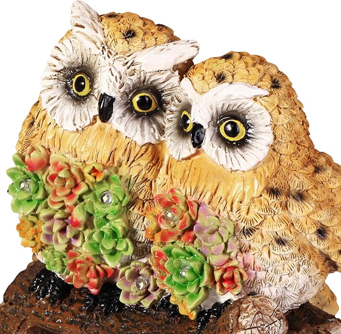 Owl Solar Statues Gutter Downspout Extension Statues Garden Decoration,Animal Resin Statue Outdoor Decor,Downspout Diverter,3"×4" Downspout Extender Diverter Splash Block