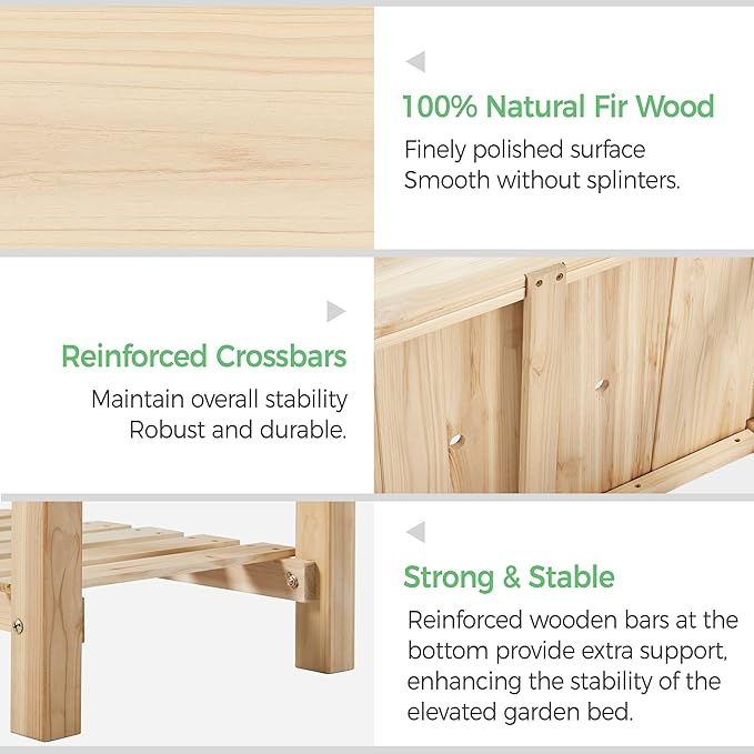 Yaheetech 34x18x30in Raised Garden Bed, Planter Box with Legs & Storage Shelf, Wooden Elevated Vegetable Growing Bed for Backyard, Patio, Balcony