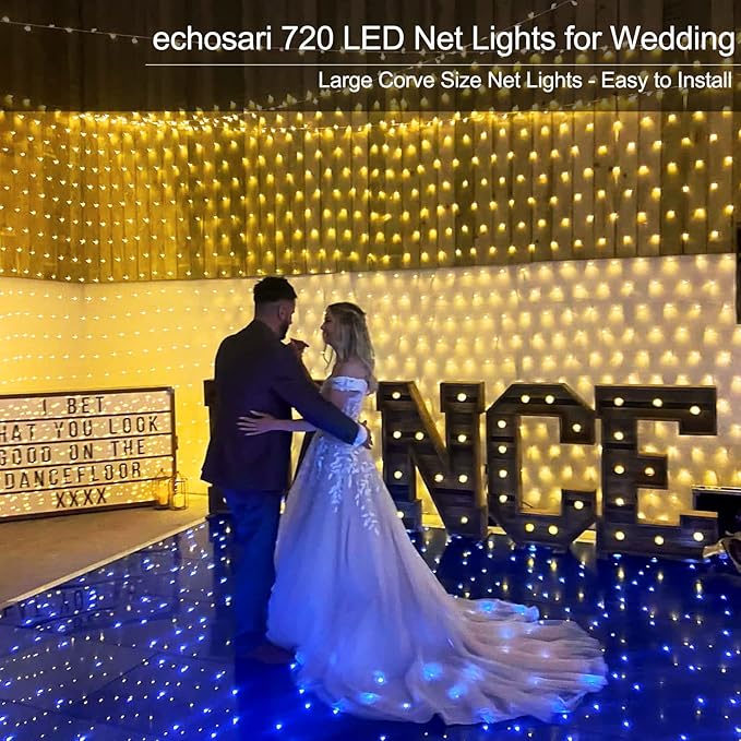 20Ft x 13Ft Net Lights Outdoor Mesh Lights Plug in, 720 LED Net Lights IP68 Fully Waterproof for Party Garden Backyard Wall Bush Christmas Decor (Warm White)