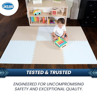 FlooringInc's Rainbow & Natural Harmony Playmat - Kid Safe Foam Floor Tiles with Removable Edges - 2'x2', 1/2" Thick (Moonbeam, 6 Tile Pack)