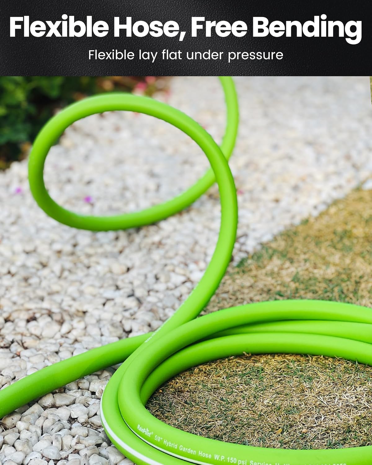 RAINPOINT Short Garden Hose 15ft - Lightweight Water Hose with Swivel Handle - Flexible, Heavy Duty, Hybrid Rubber, with Male to Female Fittings