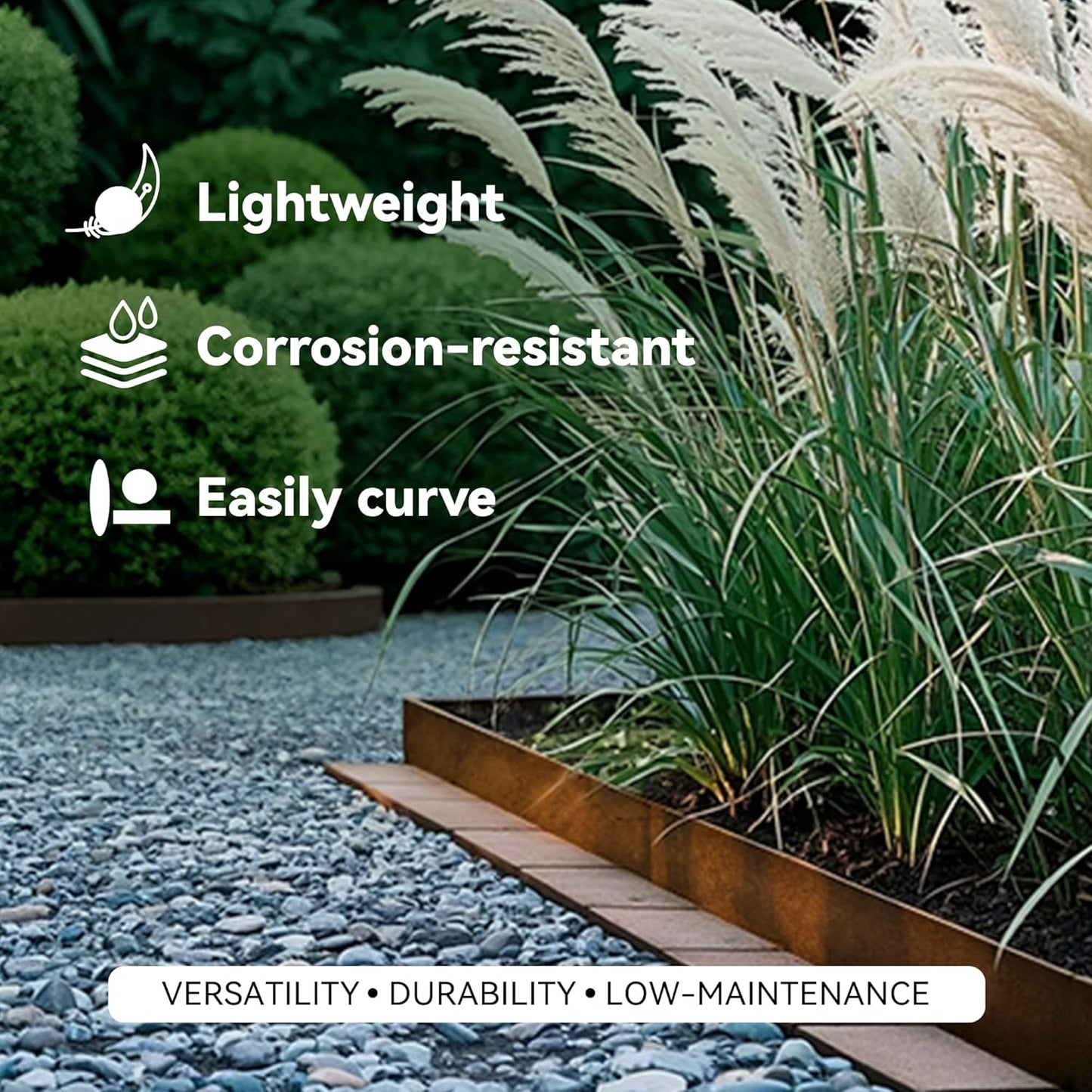 Worth Galvanized Steel Landscape Edging 10" x25' Metal Garden Edging Roll Flexible Bender Border with 8Pcs Stakes for Lawn, Flower Bed Edges, Rust-Like Color