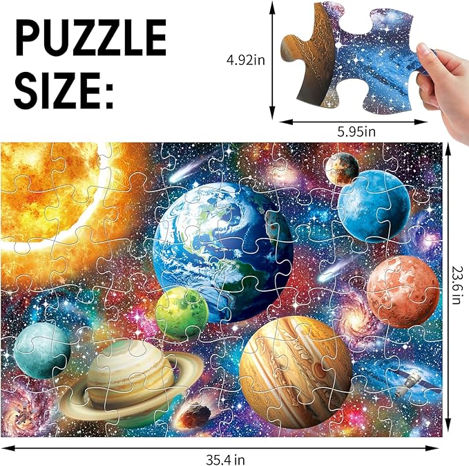 Jumbo Floor Puzzle for Kids,48 Piece Solar System Planet Large Jigsaw Puzzles for Toddler Ages 3-5,Preschool Educational Learning Space Toys Gift for Boys & Girls Ages 4-8